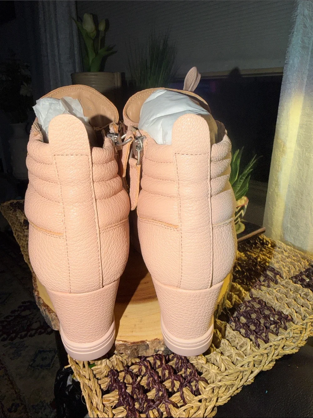 Linea Paolo Fenton Wedge Sneakers 9.5M Blush Pink Tumbled Leather High Top